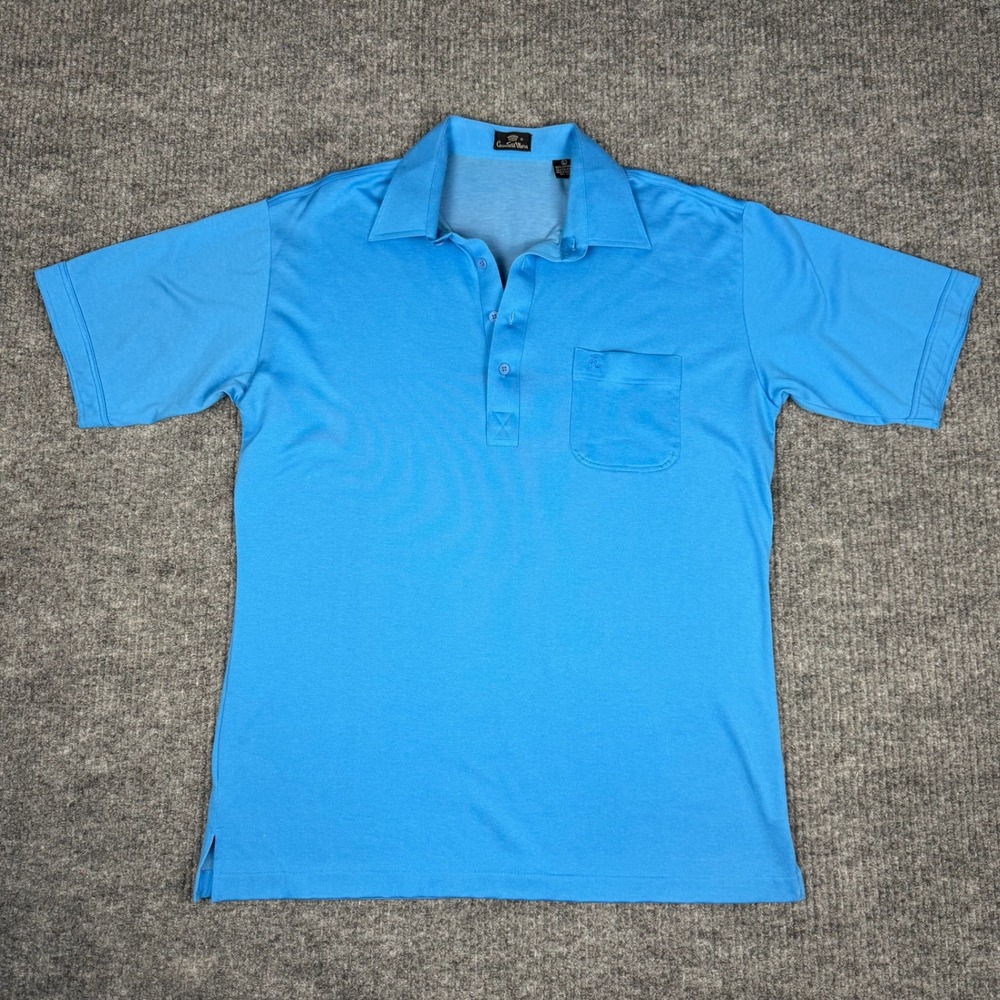 Vtg 80s Countess Mara Polo Shirt Mens L Blue Single Pocket Golf Country Club